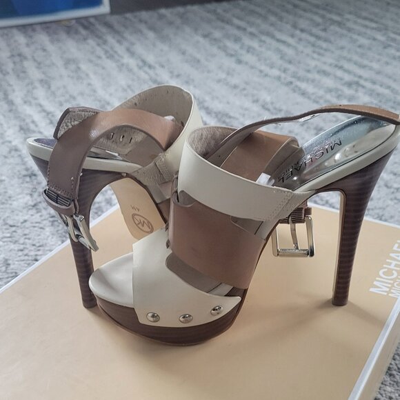 MICHAEL Michael Kors "Seville" Platform Vanilla/Dark Khaki - Picture 3 of 6